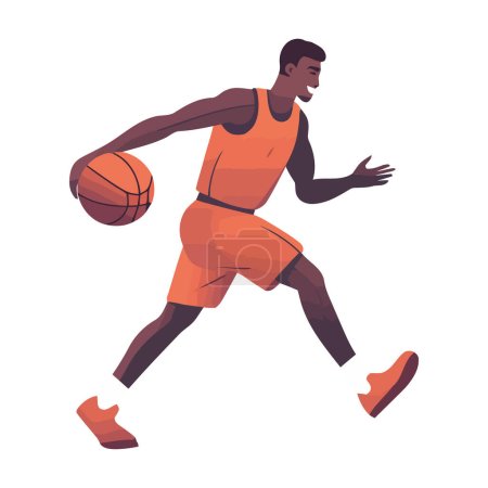 Téléchargez les illustrations : Homme en uniformes de sport dribble basket icône isolé - en licence libre de droit