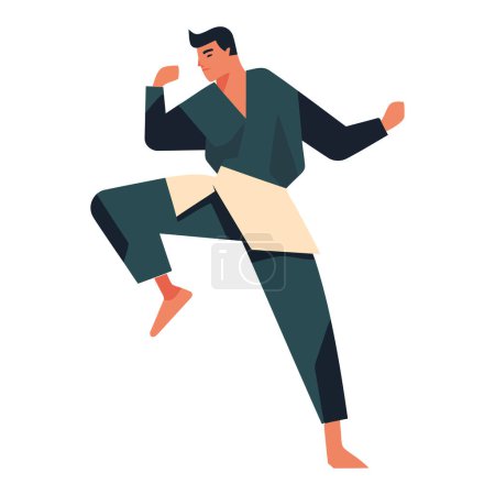 Ilustración de Hombre practicando artes marciales icono aislado - Imagen libre de derechos