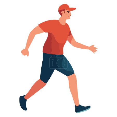 Ilustración de Hombre muscular corriendo icono de la actividad deportiva aislado - Imagen libre de derechos