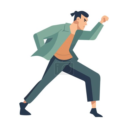 Illustration for Young man running hustle isolated icon - Royalty Free Image