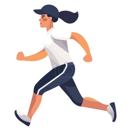 Illustration for Muscular woman race to success icon isolated - Royalty Free Image