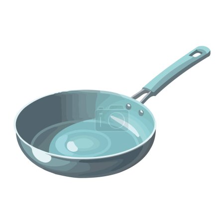 Téléchargez les illustrations : Ustensile de cuisine poêle sur fond blanc propre icône isolé - en licence libre de droit