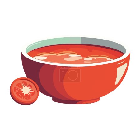 Téléchargez les illustrations : Soupe fraîchement cuite dans un bol décoratif. isolé - en licence libre de droit