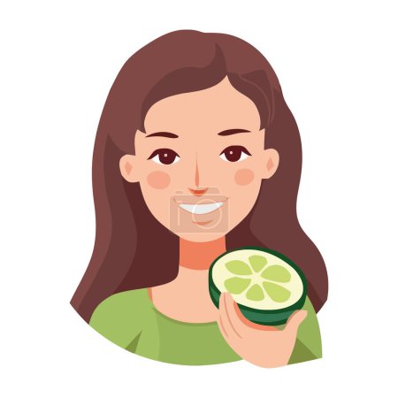 Illustration for Young adult holding fresh fruit, smiling joyfully. isolated - Royalty Free Image