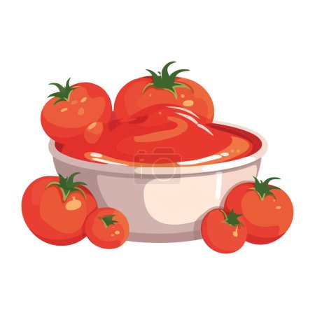 Téléchargez les illustrations : Salade de tomates bio fraîche, un repas végétarien sain. isolé - en licence libre de droit