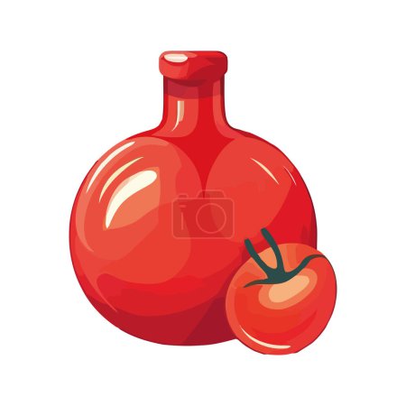 Téléchargez les illustrations : Icône de bouteille de tomates sauce bio fraîche isolée - en licence libre de droit