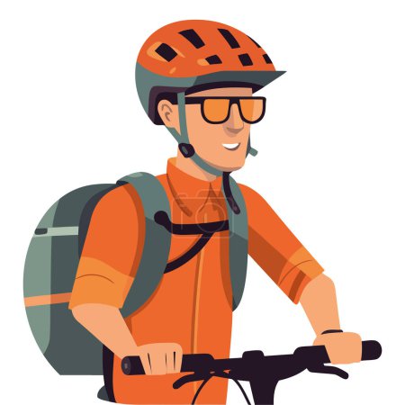 Illustration for Cheerful biker enjoys summer cycling icon isolated - Royalty Free Image