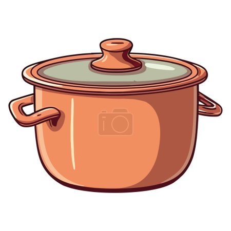 Téléchargez les illustrations : Cuisson casserole équipement icône de cuisine isolé - en licence libre de droit