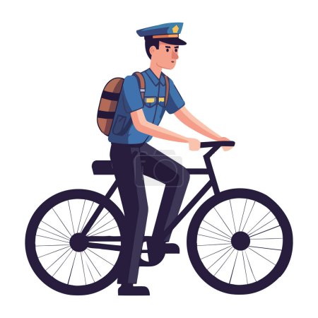 Illustration for Speedy cyclist in blue uniform rides bicycle icon isolated - Royalty Free Image