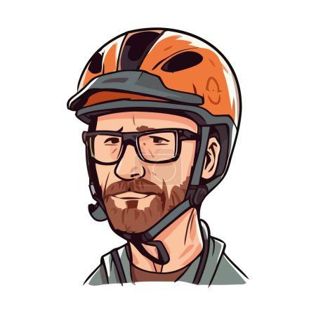 Illustration for One person, an adult biker, wearing a sports helmet icon isolated - Royalty Free Image