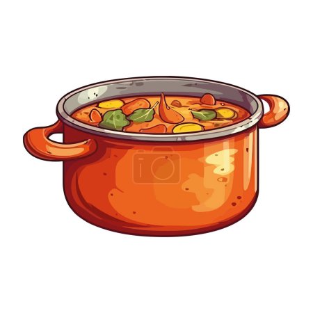Téléchargez les illustrations : Ragoût sain légumes cuits icône de soupe isolé - en licence libre de droit