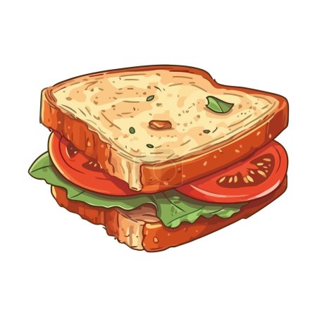 Téléchargez les illustrations : Sandwich à la mozzarella frais, un choix rafraîchissant pour le déjeuner. isolé - en licence libre de droit