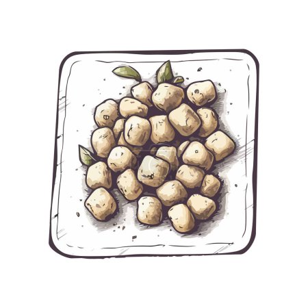 Téléchargez les illustrations : Un repas sain de légumes frais bio icône isolé - en licence libre de droit