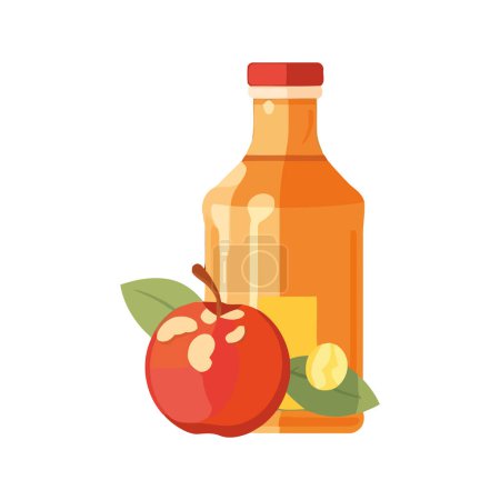 Téléchargez les illustrations : Pomme biologique fraîche, symbole de la saine alimentation icône isolé - en licence libre de droit