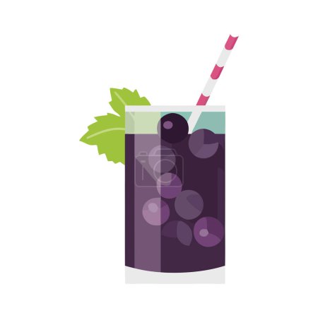 Ilustración de Cóctel de frutas frescas con ingredientes orgánicos icono aislado - Imagen libre de derechos