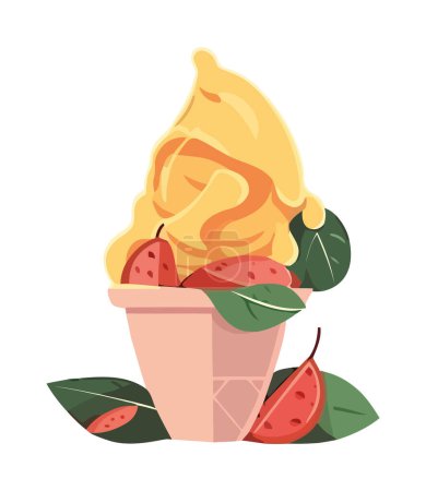 Téléchargez les illustrations : Glace aux fruits frais, repas pour icône d'été isolé - en licence libre de droit