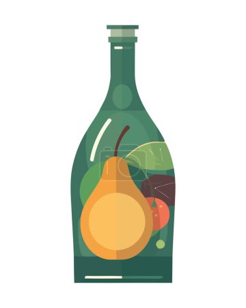 Téléchargez les illustrations : Bouteille de mélange de fruits biologiques, icône vectorielle isolée - en licence libre de droit