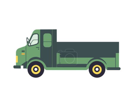 Téléchargez les illustrations : Chauffeur de camion livrant icône de fret isolé - en licence libre de droit