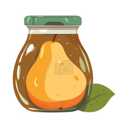 Téléchargez les illustrations : Fruits frais bio dans un bocal, icône d'illustration isolée - en licence libre de droit