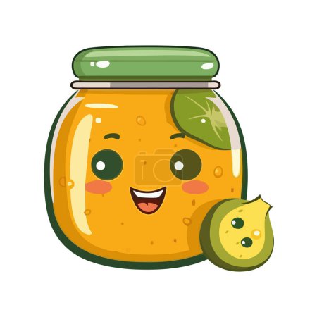 Ilustración de Snack de fruta orgánica fresca lindo icono del frasco aislado - Imagen libre de derechos
