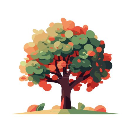 Illustration for Green leaves grow on tree apples fruits icon isolated - Royalty Free Image