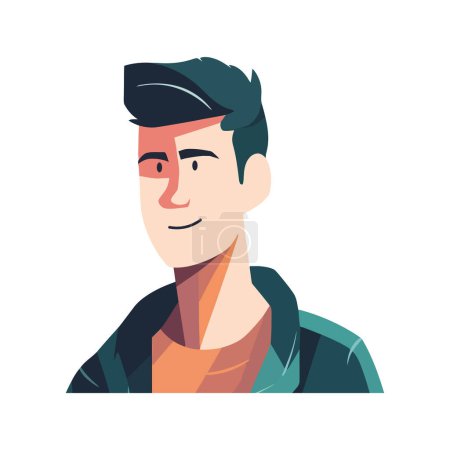 Illustration for Modern man avatar smiling over white - Royalty Free Image