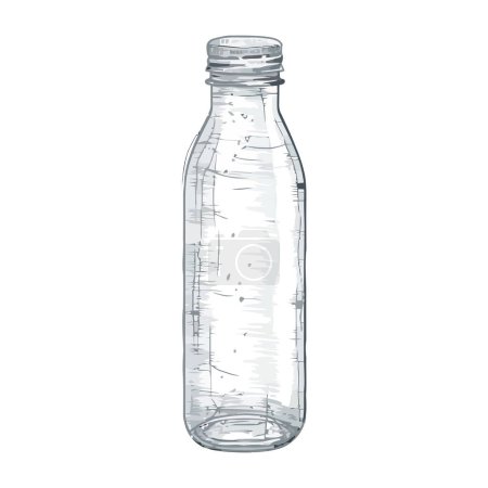 Ilustración de Botella transparente contiene agua potable purificada sobre blanco - Imagen libre de derechos