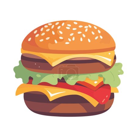 Téléchargez les illustrations : Burger de bœuf grillé au cheddar sur blanc - en licence libre de droit
