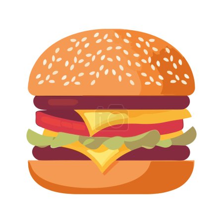 Illustration for Grilled burger with tomato and onion over white - Royalty Free Image