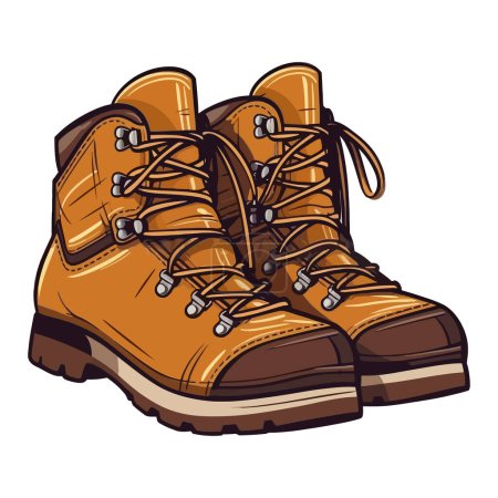Illustration for Walking in style with a leather boot over white - Royalty Free Image