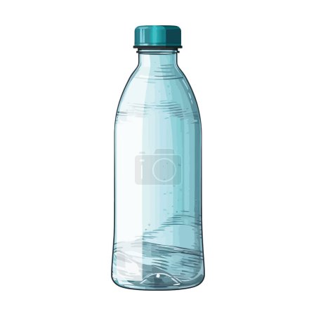 Illustration for Transparent plastic bottle holds water over white - Royalty Free Image