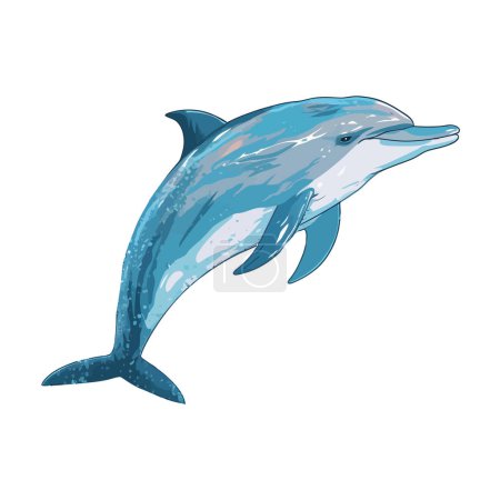 Ilustración de Lindo delfín saltando sobre blanco - Imagen libre de derechos