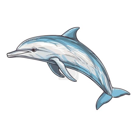 Illustration for A cute dolphin jumping over white - Royalty Free Image