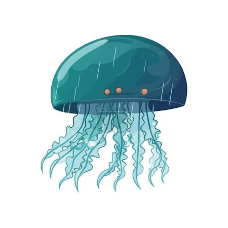 Illustration for Undersea jellyfish swim over white - Royalty Free Image