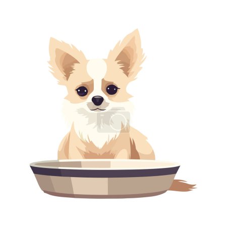 Illustration for Cheerful puppy sitting on lap over white - Royalty Free Image