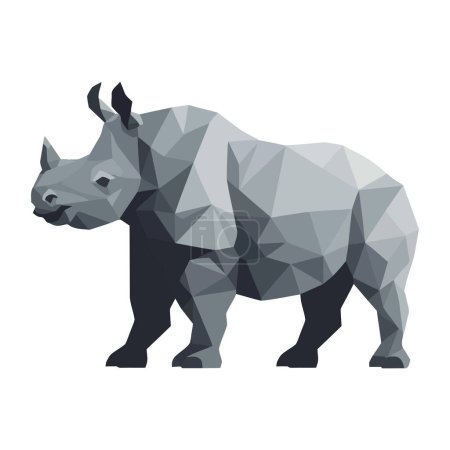 Large rhinoceros design over white