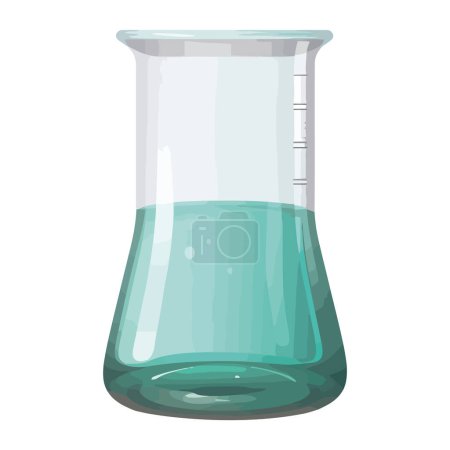 Illustration for Transparent beaker with fresh liquid for research over white - Royalty Free Image