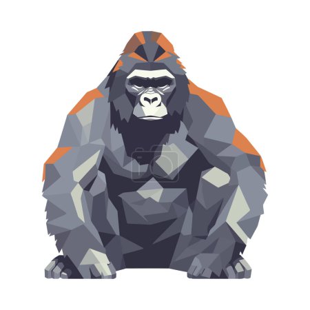 Ilustración de Gran ilustración gorila sobre blanco - Imagen libre de derechos