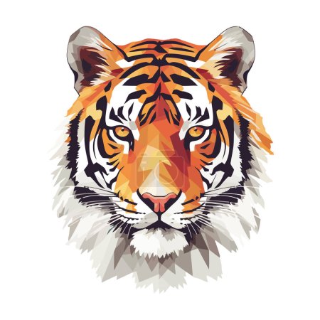 Bengal tiger face over white