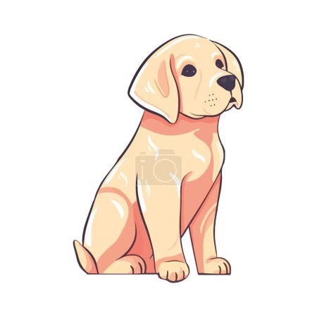 Illustration for Cute puppy sitting over white - Royalty Free Image