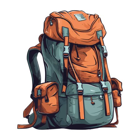 Illustration for Backpack for hiking mountain over white - Royalty Free Image