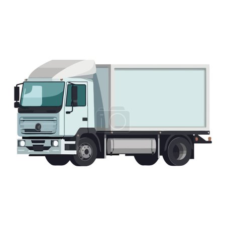Téléchargez les illustrations : Camion transportant conteneur de fret sur blanc - en licence libre de droit