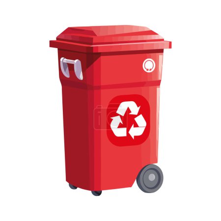 Ilustración de Cubo de basura de reciclaje rojo sobre blanco - Imagen libre de derechos
