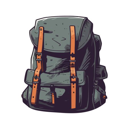 Illustration for Backpack for hiking with equipment over white - Royalty Free Image