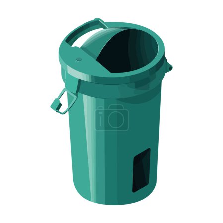 Illustration for Recycling on blue garbage can lid over white - Royalty Free Image