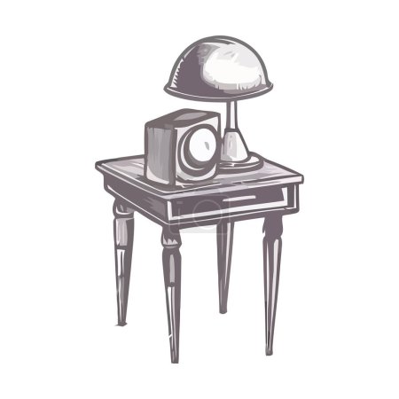 Illustration for Antique equipment on table over white - Royalty Free Image