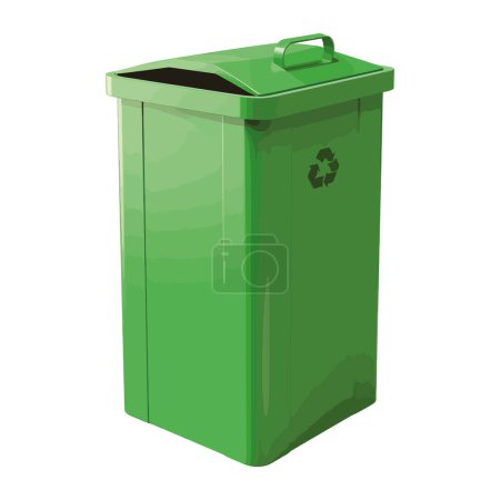 Téléchargez les illustrations : Conteneur à ordures vert sur blanc - en licence libre de droit