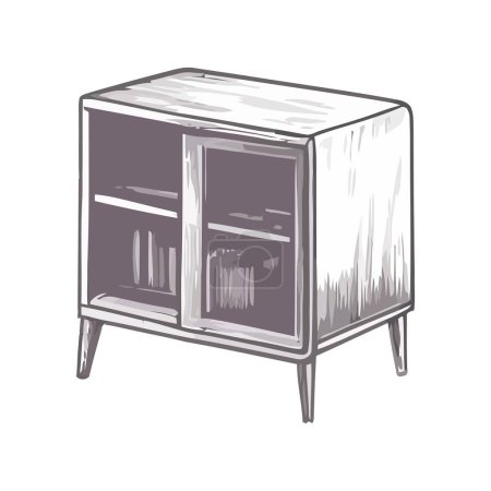 Illustration for Modern bedroom bookshelf over white - Royalty Free Image