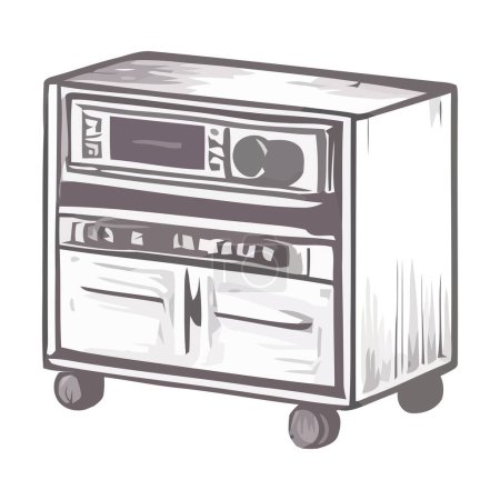 Illustration for Antique cabinet with food container over white - Royalty Free Image