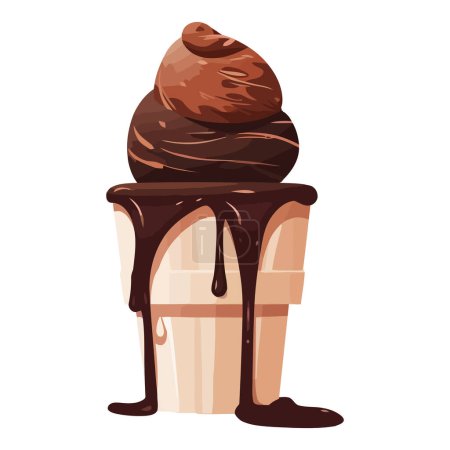 Téléchargez les illustrations : Crème glacée au chocolat illustration sur blanc - en licence libre de droit
